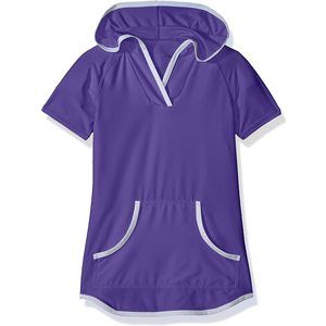 Free Country Girls Hooded Kangaroo Swim Cover Up Size XS (5/6) Ultra Violet